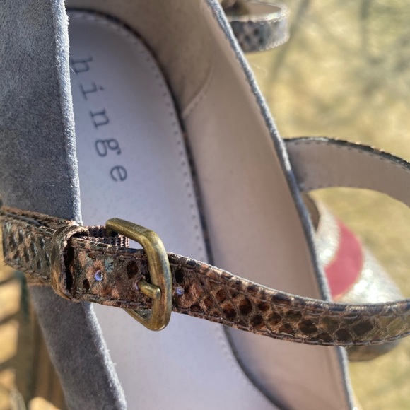 Hinge High Heel Snakeskin Suede Shoes Size 9.5 Baltic Lea style - Picture 14 of 14